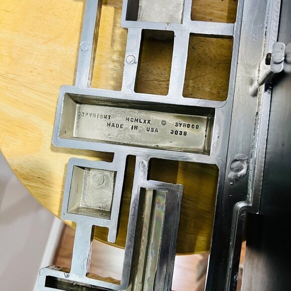 Rare Syroco Brutalist Mid Century MCM plastic Silver And Wood Wall Shelf - Picture 7 of 9